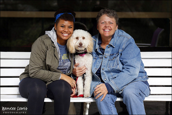 MaryAnn (right) and her service companion, Sydney, with niece, Kendall (left).